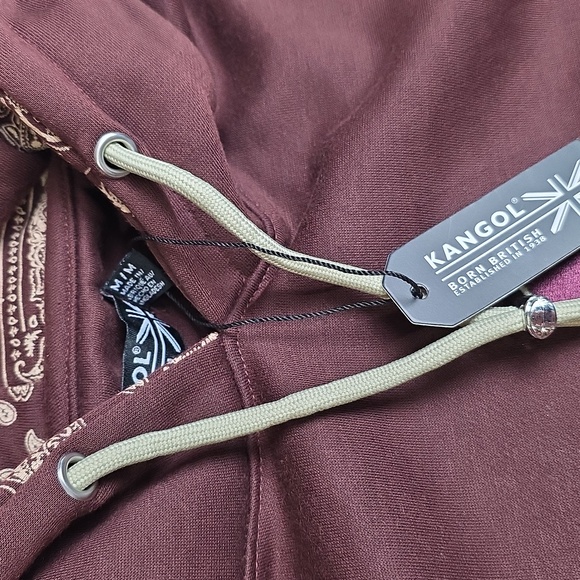 Kangol Maroon Bandana-Lined Pullover Hoodie Size M New - Picture 5 of 10